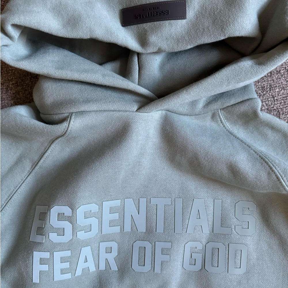 Fear of God Essentials Hoodie in Sage Green